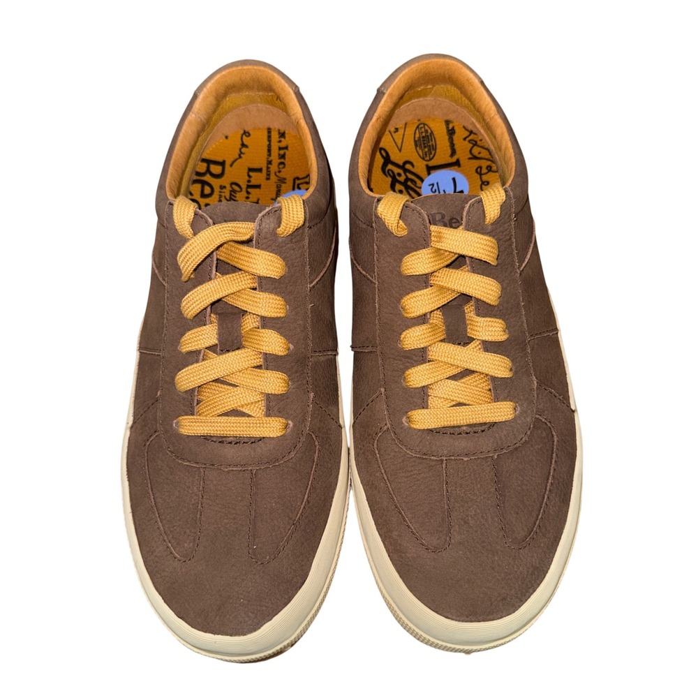 NEW L.L. Bean Leather Sneakers Mens 7.5M Sneakers Brown Low Top Lace Up 522481